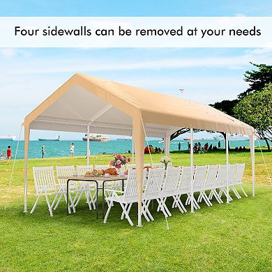 10 x 20 Feet Heavy-Duty Steel Portable Carport Car Canopy Shelter-Yellow