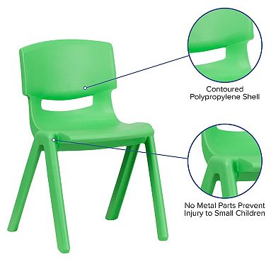 Emma and Oliver 5 Pack Plastic Stackable School Chair with 15.5'' Seat Height