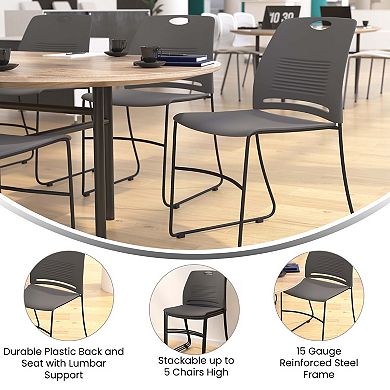 Emma and Oliver Arcana Series Heavy Duty 660 lb. Capacity Ergonomic Polypropylene Stack Chair with Perforated Back and Steel Sled Base