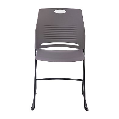 Emma and Oliver Arcana Series Heavy Duty 660 lb. Capacity Ergonomic Polypropylene Stack Chair with Perforated Back and Steel Sled Base
