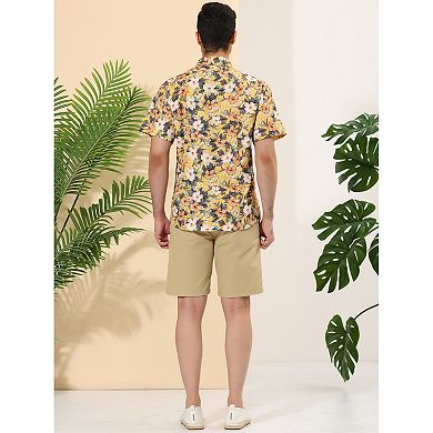 Men's Flower Print Short Sleeves Casual Summer Hawaiian Shirts