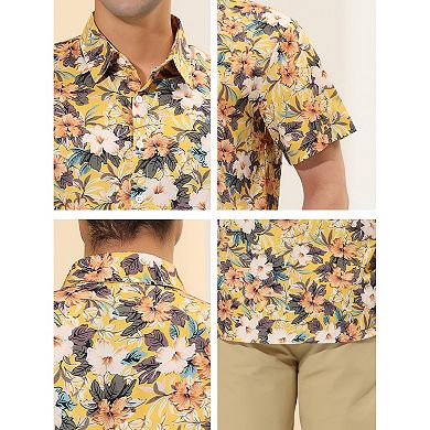 Men's Flower Print Short Sleeves Casual Summer Hawaiian Shirts