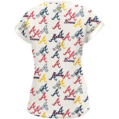 Women's Lusso  White Atlanta Braves Madge Dolman Tri-Blend T-Shirt