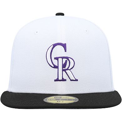 Men's New Era White/Black Colorado Rockies Optic 59FIFTY Fitted Hat