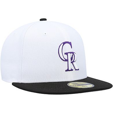 Men's New Era White/Black Colorado Rockies Optic 59FIFTY Fitted Hat