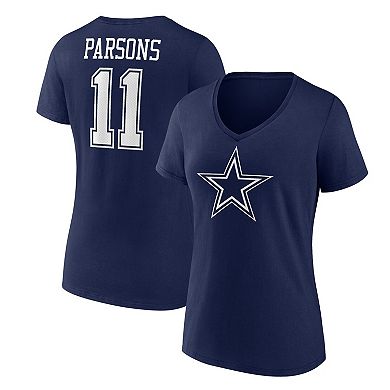 Women's Fanatics Branded Micah Parsons  Navy Dallas Cowboys Player Icon Name & Number V-Neck T-Shirt