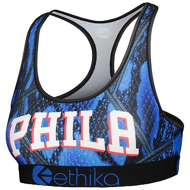 Women's Ethika Royal Philadelphia 76ers Racerback Sports Bra
