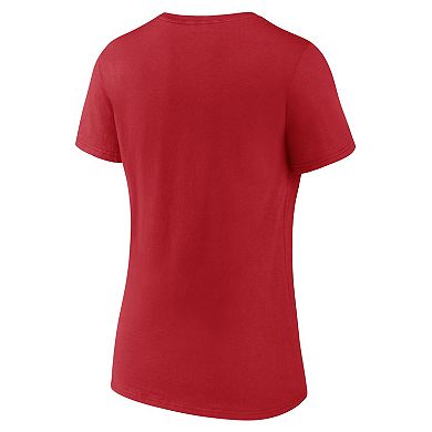 Women's Fanatics Branded Red Wisconsin Badgers Evergreen Campus V-Neck T-Shirt