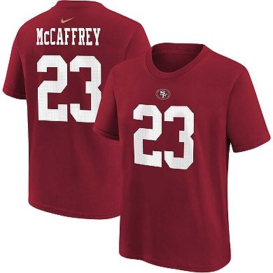 Youth Nike Christian McCaffrey Scarlet San Francisco 49ers Player Name & Number T-Shirt