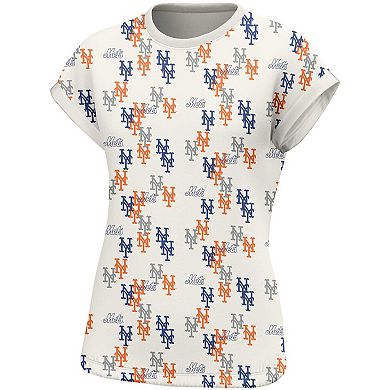 Women's Lusso  White New York Mets Madge Dolman Tri-Blend T-Shirt