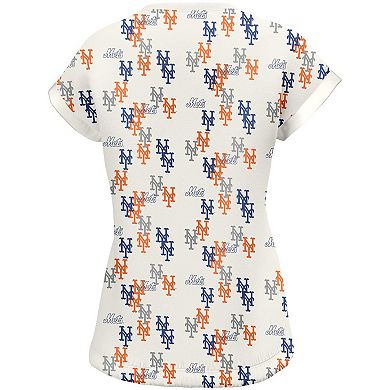 Women's Lusso  White New York Mets Madge Dolman Tri-Blend T-Shirt