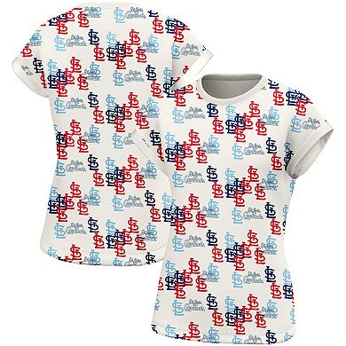 Women's Lusso  White St. Louis Cardinals Madge Dolman Tri-Blend T-Shirt