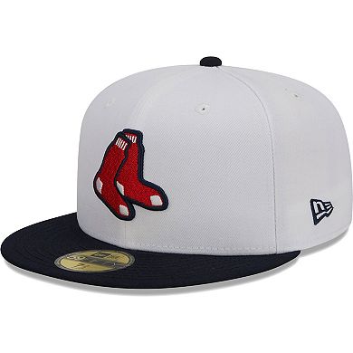 Men's New Era White/Navy Boston Red Sox Optic 59FIFTY Fitted Hat