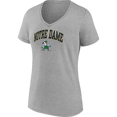 Women's Fanatics Branded Heather Gray Notre Dame Fighting Irish Evergreen Campus V-Neck T-Shirt