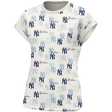 Women's Lusso  White New York Yankees Madge Dolman Tri-Blend T-Shirt