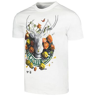 Unisex NBA x Kathy Ager White Milwaukee Bucks Identify Artist Series T-Shirt