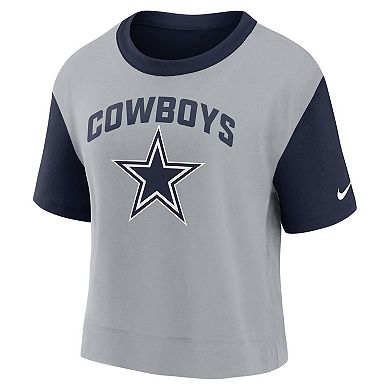 Women's Nike Navy/Silver Dallas Cowboys High Hip Fashion T-Shirt