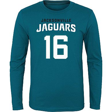 Youth Trevor Lawrence Teal Jacksonville Jaguars Mainliner Player Name & Number Long Sleeve T-Shirt