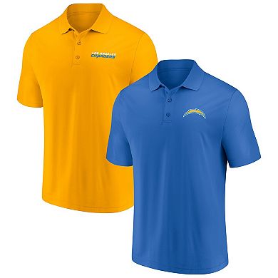 Men's Fanatics Branded Powder Blue/Gold Los Angeles Chargers Dueling Two-Pack Polo Set
