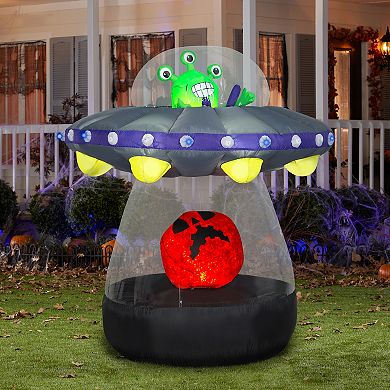 National Tree Company Lighted Projection Airblown Flashing Alien Spaceship