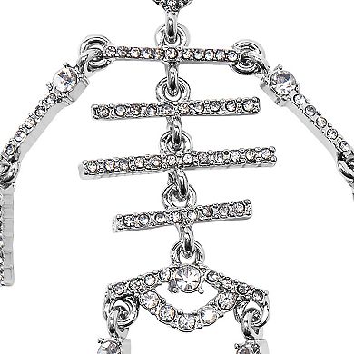 Celebrate Together™ Halloween Silver Tone Rhinestone Skeleton Drop Earrings