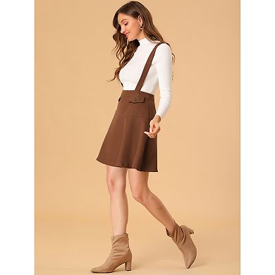 Women's Pinafore Flared Skater Suspender Overall Skirts