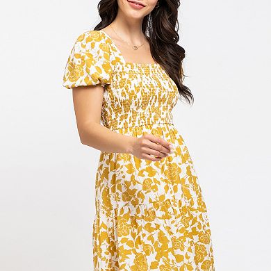 August Sky Women's Smocked Floral Midi Dress