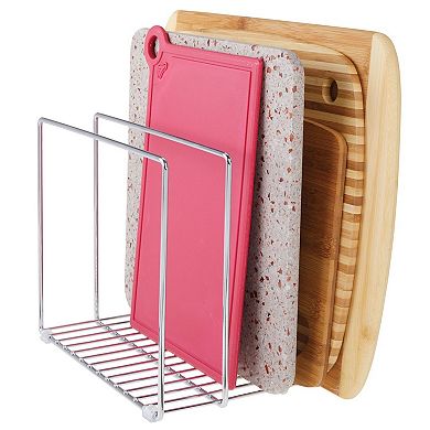 mDesign Steel Storage Tray Organizer Rack for Kitchen Cabinet - 2 Pack