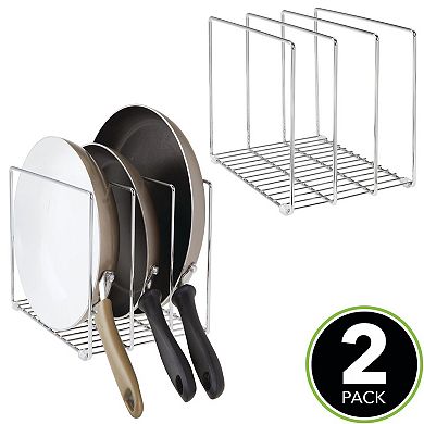 mDesign Steel Storage Tray Organizer Rack for Kitchen Cabinet - 2 Pack