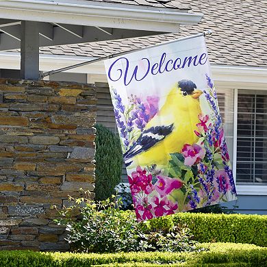 Welcome Yellow Finch Spring Outdoor House Flag 28" x 40"