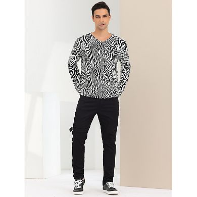Men's Leopard Printed Slim Fit Pullover T Shirt
