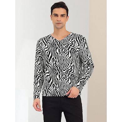 Men's Leopard Printed Slim Fit Pullover T Shirt