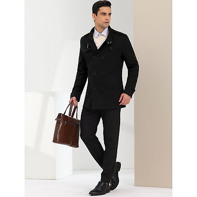 Men's Winter Trench Coat Stand Collar Double Breasted Coats