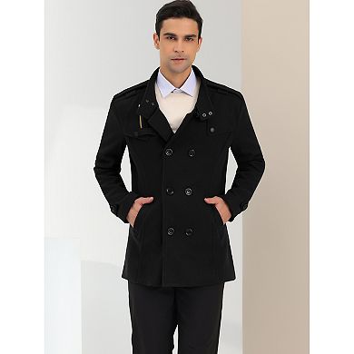 Men's Winter Trench Coat Stand Collar Double Breasted Coats