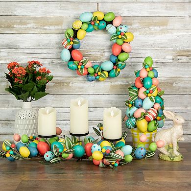 Colorful Easter Egg Wreath  14-Inch  Unlit