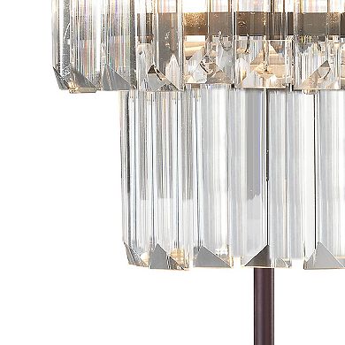 18" Bronze Table Lamp with Clear Multi-Crystal Shade