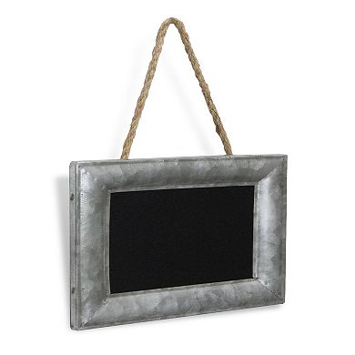 10" Silver and Black Framed Chalkboard with Hanging Rope