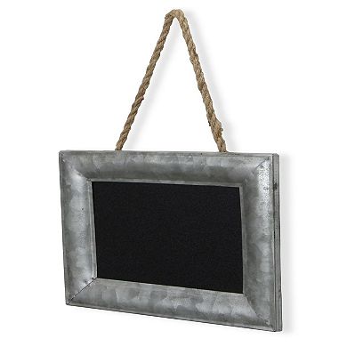 10" Silver and Black Framed Chalkboard with Hanging Rope