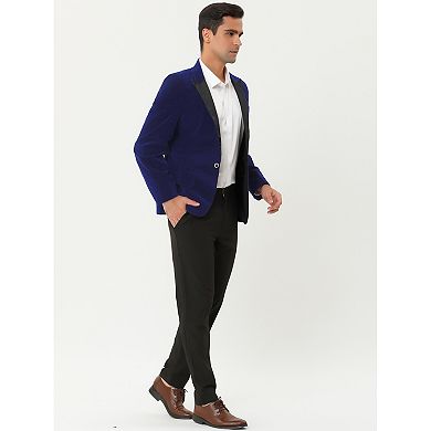 Men's Velvet Blazer One Button Party Prom Tuxedo Dinner Suit Jacket