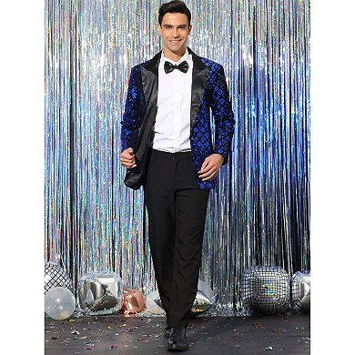 Men's Sequin Blazer Tuxedo Prom Glitter Sports Coat Suit Jacket