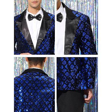 Men's Sequin Blazer Tuxedo Prom Glitter Sports Coat Suit Jacket
