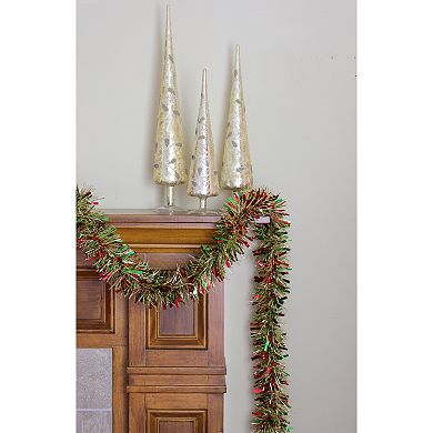 12' x 4" Metallic Gold  Red and Green Wide Cut Tinsel Christmas Garland - Unlit