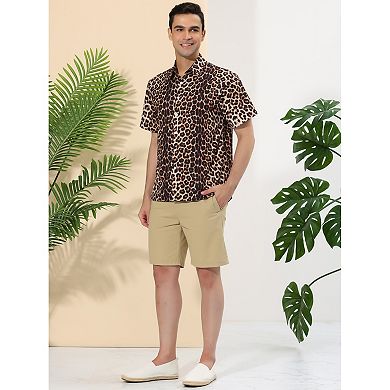 Men's Leopard Print Short Sleeves Summer Animal Printed Shirts