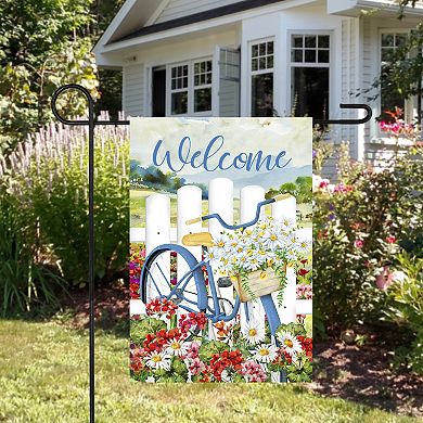White Picket Fence Floral Outdoor Garden Flag 12.5" x 18"