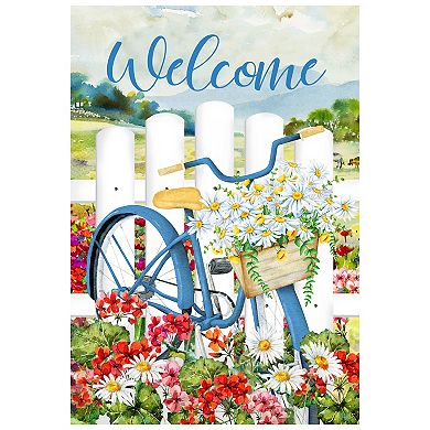 White Picket Fence Floral Outdoor Garden Flag 12.5" x 18"