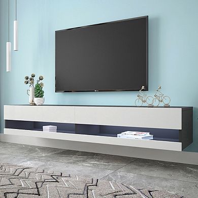FC Design 180 Wall Mounted Floating 80" TV Stand with 20 Color LEDs