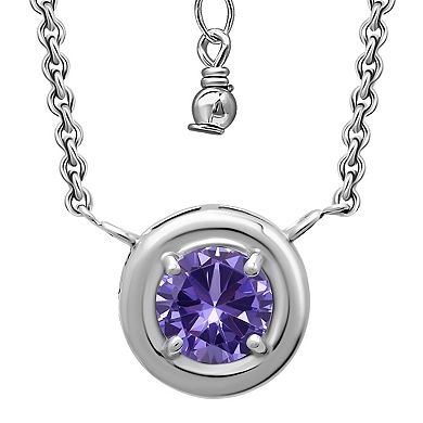 Aleure Precioso Sterling Silver Peridot Halo Pendant Necklace