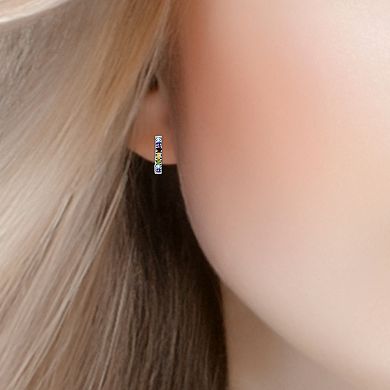 Aleure Precioso Sterling Silver Gemstone Huggie Earrings