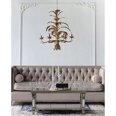 29.75" Gold and Clear Classic Style Six Light Chandelier