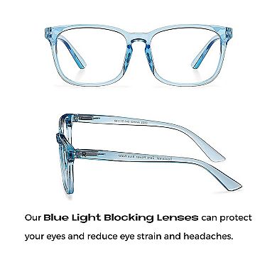 Blue Light Blocking Reading Glasses (Light Blue, 350 Magnification) Computer